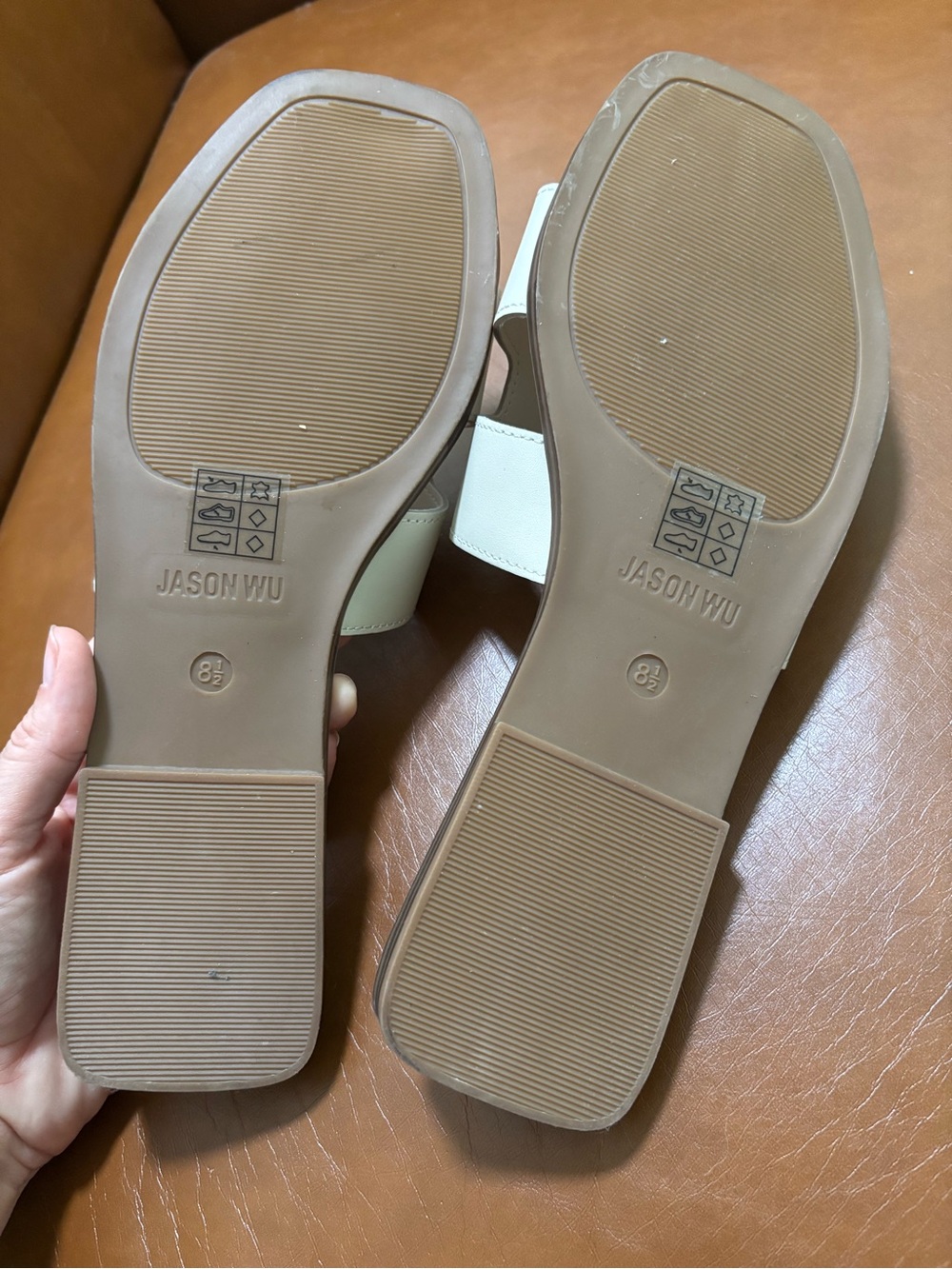 Jason Wu Cream Leather Slide Sandals - Picture 6 of 7